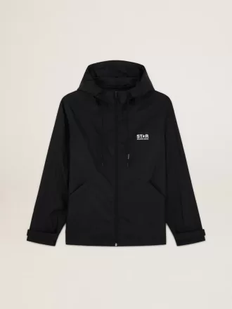 Giacca a vento da uomo con logo bianco a contrasto e stella Giacca a vento da uomo con logo bianco a contrasto e stella