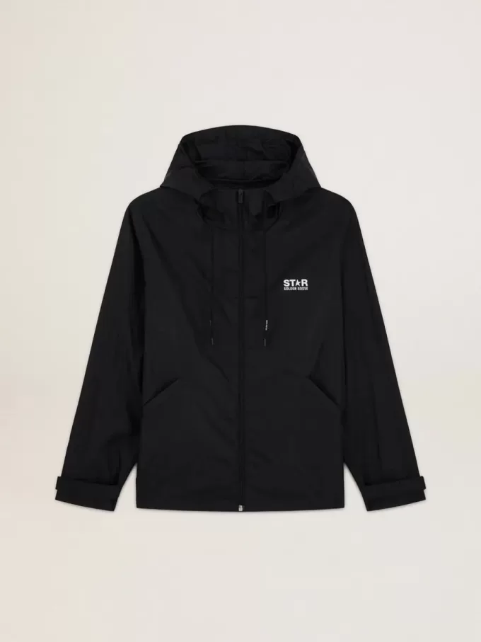 Giacca a vento da uomo con logo bianco a contrasto e stella Giacca a vento da uomo con logo bianco a contrasto e stella