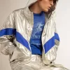 Giacca a vento da uomo in tessuto tecnico argento Giacca a vento da uomo in tessuto tecnico argento