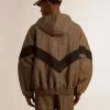 Giacca a vento in beige e nero pied-de-poule Giacca a vento in beige e nero pied-de-poule