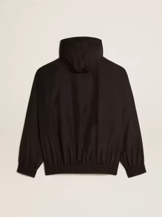 Giacca a vento nera con cappuccio Giacca a vento nera con cappuccio