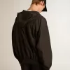 Giacca a vento nera con cappuccio Giacca a vento nera con cappuccio