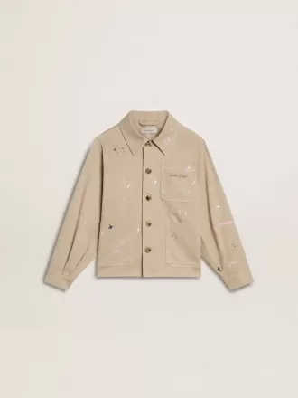 Giacca beige per bambino con spruzzi multicolori