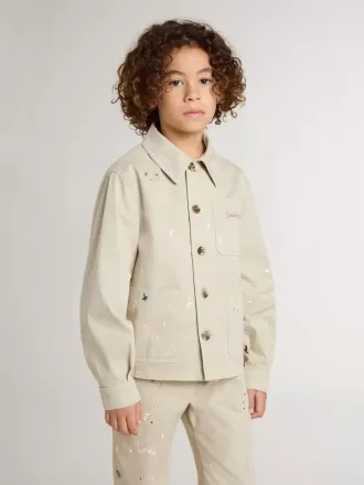 Giacca beige per bambino con spruzzi multicolori