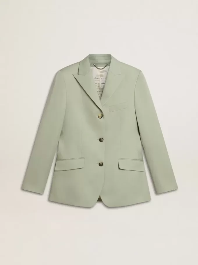 Giacca blazer da donna in lana verde salvia Giacca blazer da donna in lana verde salvia