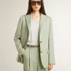 Giacca blazer da donna in lana verde salvia Giacca blazer da donna in lana verde salvia