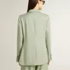 Giacca blazer da donna in lana verde salvia Giacca blazer da donna in lana verde salvia