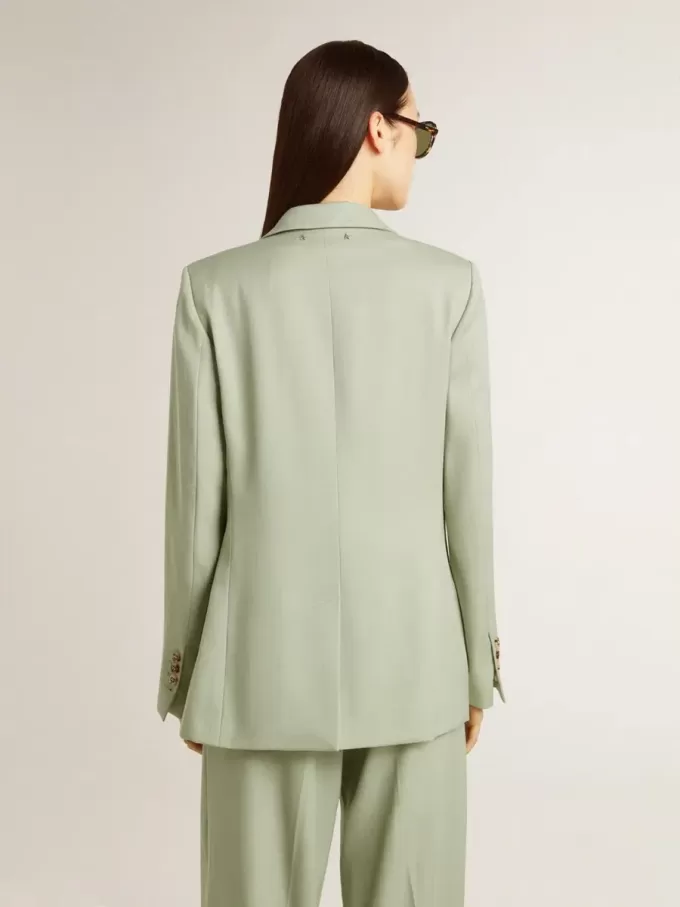 Giacca blazer da donna in lana verde salvia Giacca blazer da donna in lana verde salvia