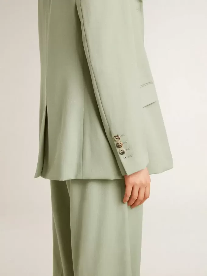 Giacca blazer da donna in lana verde salvia Giacca blazer da donna in lana verde salvia