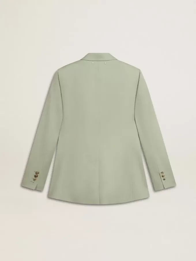 Giacca blazer da donna in lana verde salvia Giacca blazer da donna in lana verde salvia