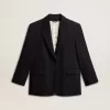 Giacca blazer da donna in misto lana nera Giacca blazer da donna in misto lana nera