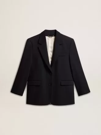 Giacca blazer da donna in misto lana nera