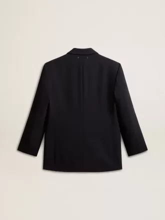 Giacca blazer da donna in misto lana nera