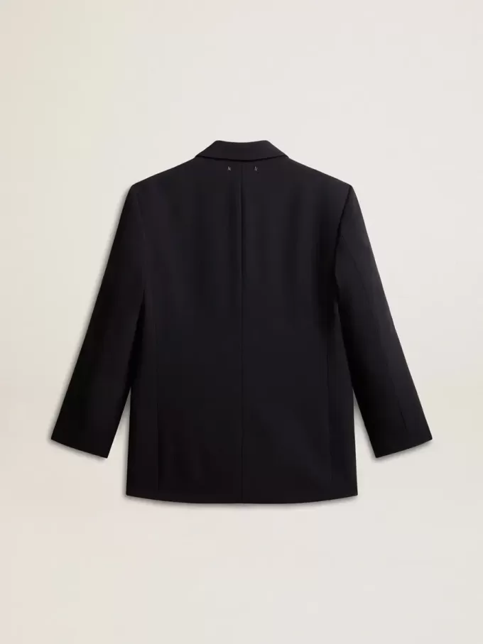 Giacca blazer da donna in misto lana nera Giacca blazer da donna in misto lana nera