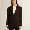 Giacca blazer da donna in misto lana nera Giacca blazer da donna in misto lana nera