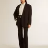 Giacca blazer da donna in misto lana nera Giacca blazer da donna in misto lana nera