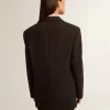 Giacca blazer da donna in misto lana nera Giacca blazer da donna in misto lana nera