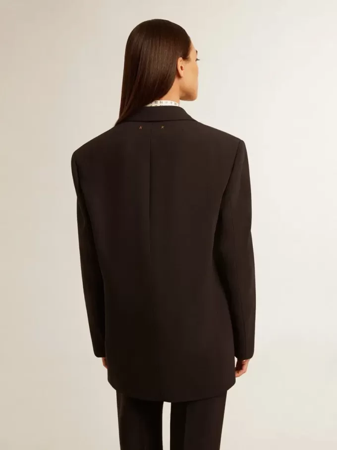 Giacca blazer da donna in misto lana nera Giacca blazer da donna in misto lana nera
