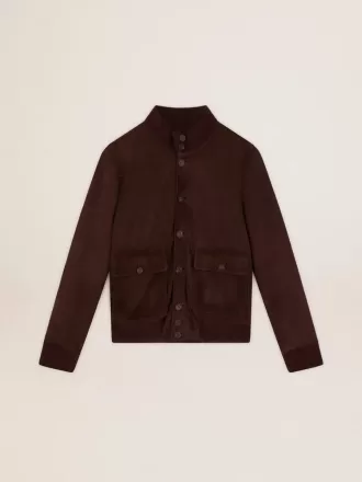 Giacca da aviatore Golden Collection in pelle scamosciata marrone scuro
