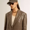 Giacca da donna con motivo pied-de-poule e ricamo all-over in paillettes Giacca da donna con motivo pied-de-poule e ricamo all-over in paillettes