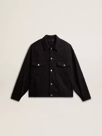 Giacca da donna in denim nero con ricami Giacca da donna in denim nero con ricami