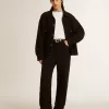 Giacca da donna in denim nero con ricami