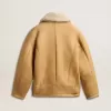 Giacca da donna in pelle di montone con ampio collo a scialle in shearling