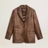 Giacca da donna in pelle marrone