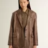 Giacca da donna in pelle marrone