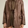 Giacca da donna in pelle marrone