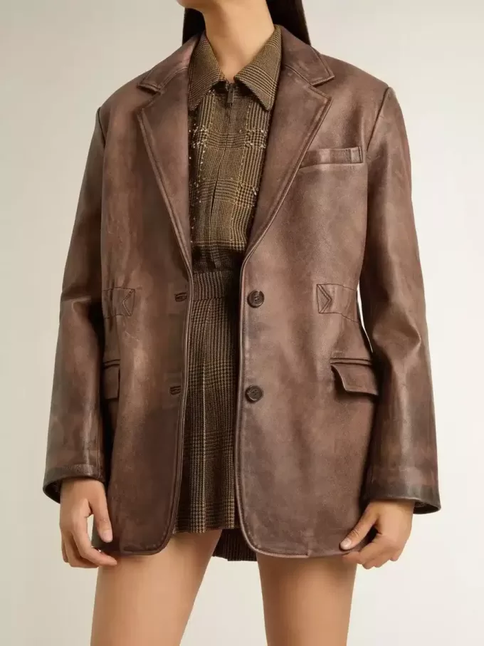Giacca da donna in pelle marrone
