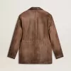 Giacca da donna in pelle marrone