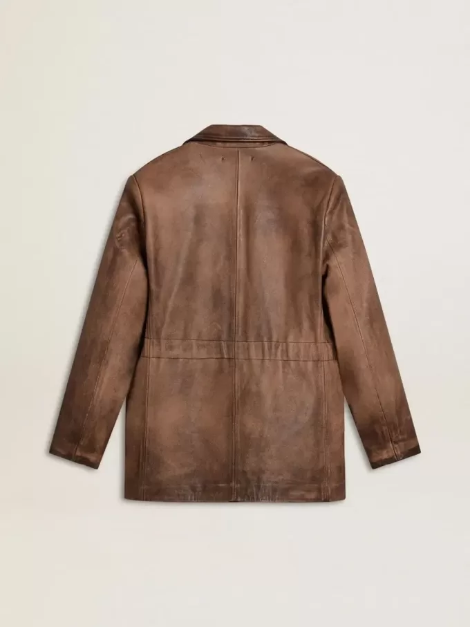 Giacca da donna in pelle marrone