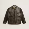 Giacca da donna in pelle nappa invecchiata marrone