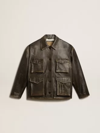 Giacca da donna in pelle nappa invecchiata marrone