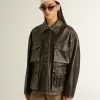 Giacca da donna in pelle nappa invecchiata marrone