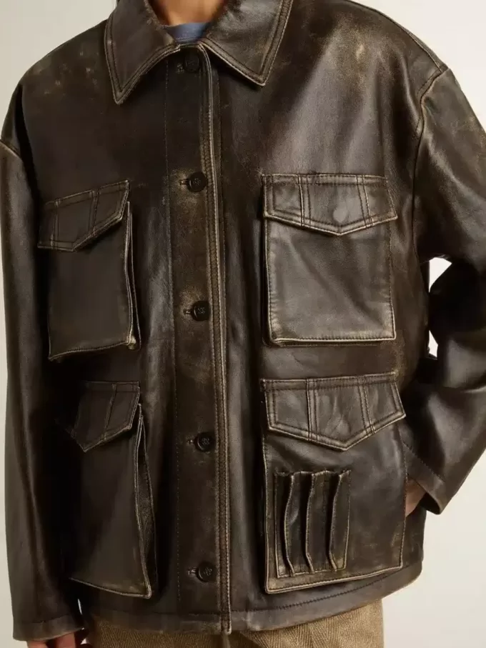 Giacca da donna in pelle nappa invecchiata marrone