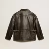 Giacca da donna in pelle nappa invecchiata marrone