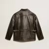 Giacca da donna in pelle nappa invecchiata marrone