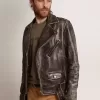 Giacca da motociclista da uomo in pelle invecchiata