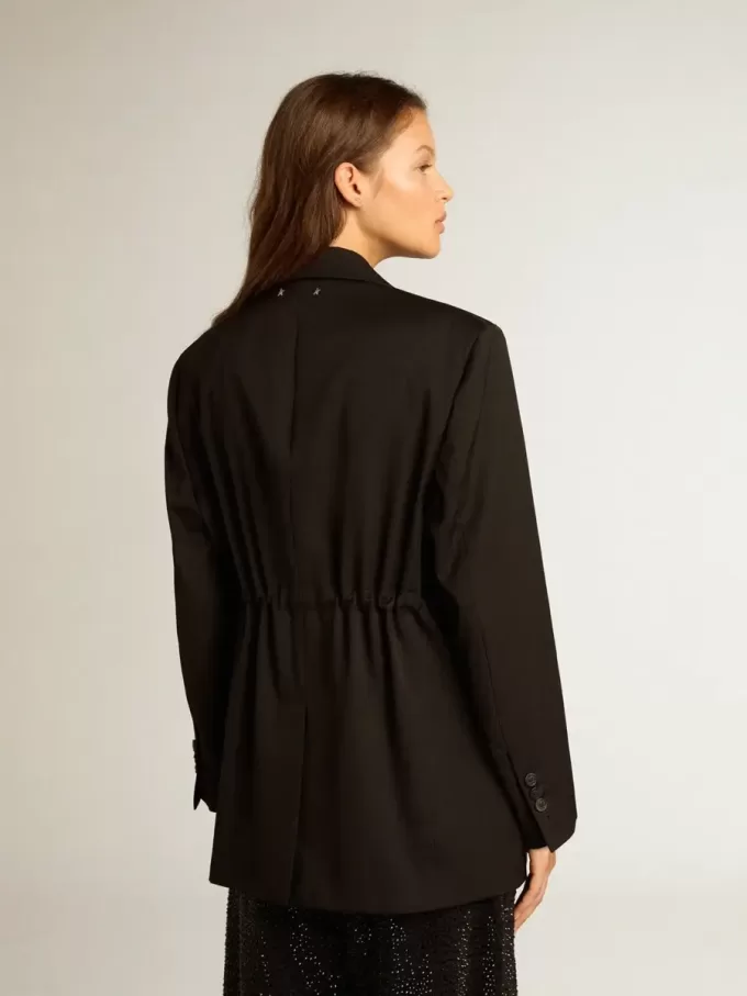Giacca da smoking da donna in gabardine di lana nera Giacca da smoking da donna in gabardine di lana nera