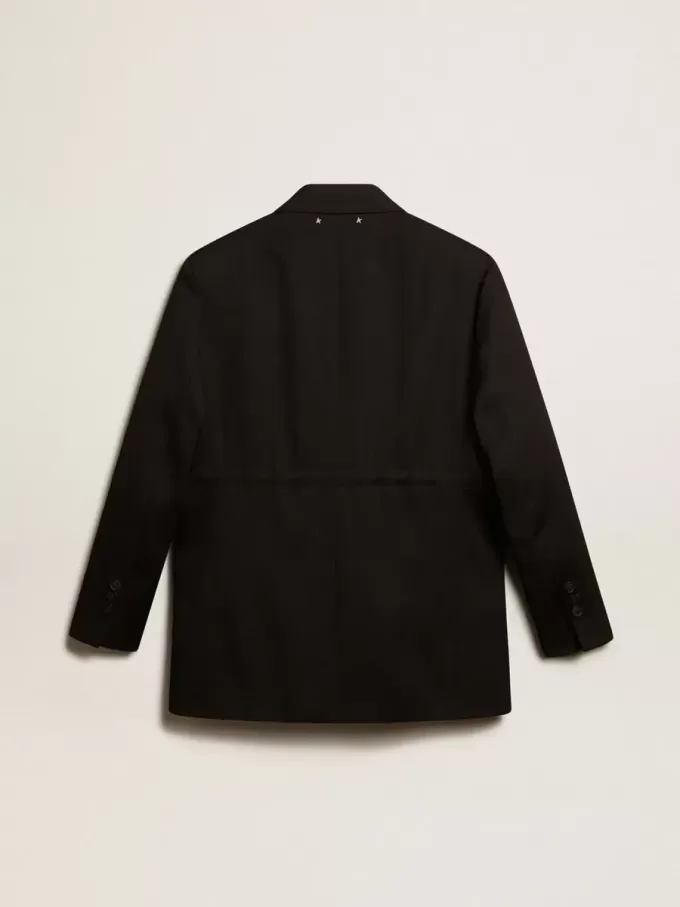 Giacca da smoking da donna in gabardine di lana nera Giacca da smoking da donna in gabardine di lana nera