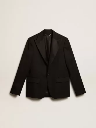 Giacca da smoking da uomo in gabardine di lana nera