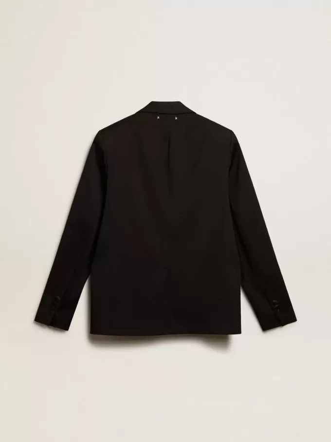 Giacca da smoking da uomo in gabardine di lana nera