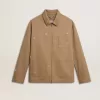 Giacca da uomo beige con ricami floreali e zip integrale