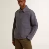 Giacca da uomo blu in cotone denim con trattamento effetto consumato Giacca da uomo blu in cotone denim con trattamento effetto consumato