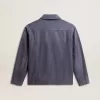 Giacca da uomo blu in cotone denim con trattamento effetto consumato Giacca da uomo blu in cotone denim con trattamento effetto consumato