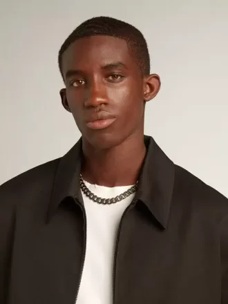 Giacca da uomo con zip in gabardine di lana nera