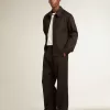 Giacca da uomo con zip in gabardine di lana nera