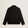 Giacca da uomo con zip in gabardine di lana nera